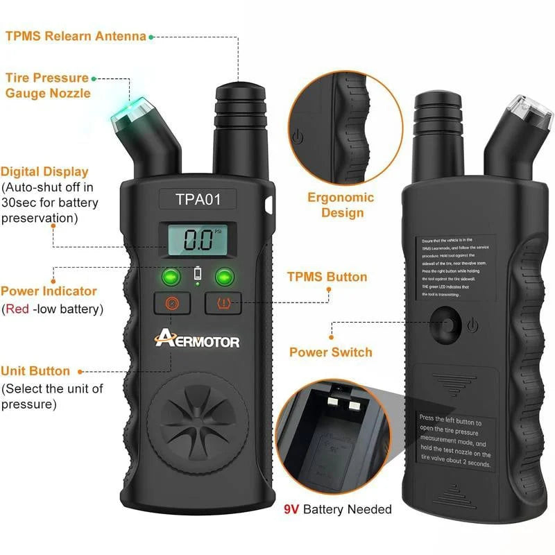 🚗 TPMS Reset Tool & Digital Tire Gauge