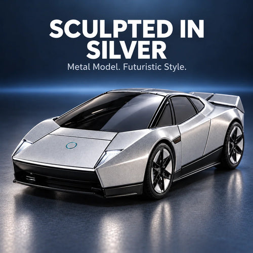 🏎️2-in-1 Transforming Sports Car Robot Toy – Silver Futuristic Mecha Figure