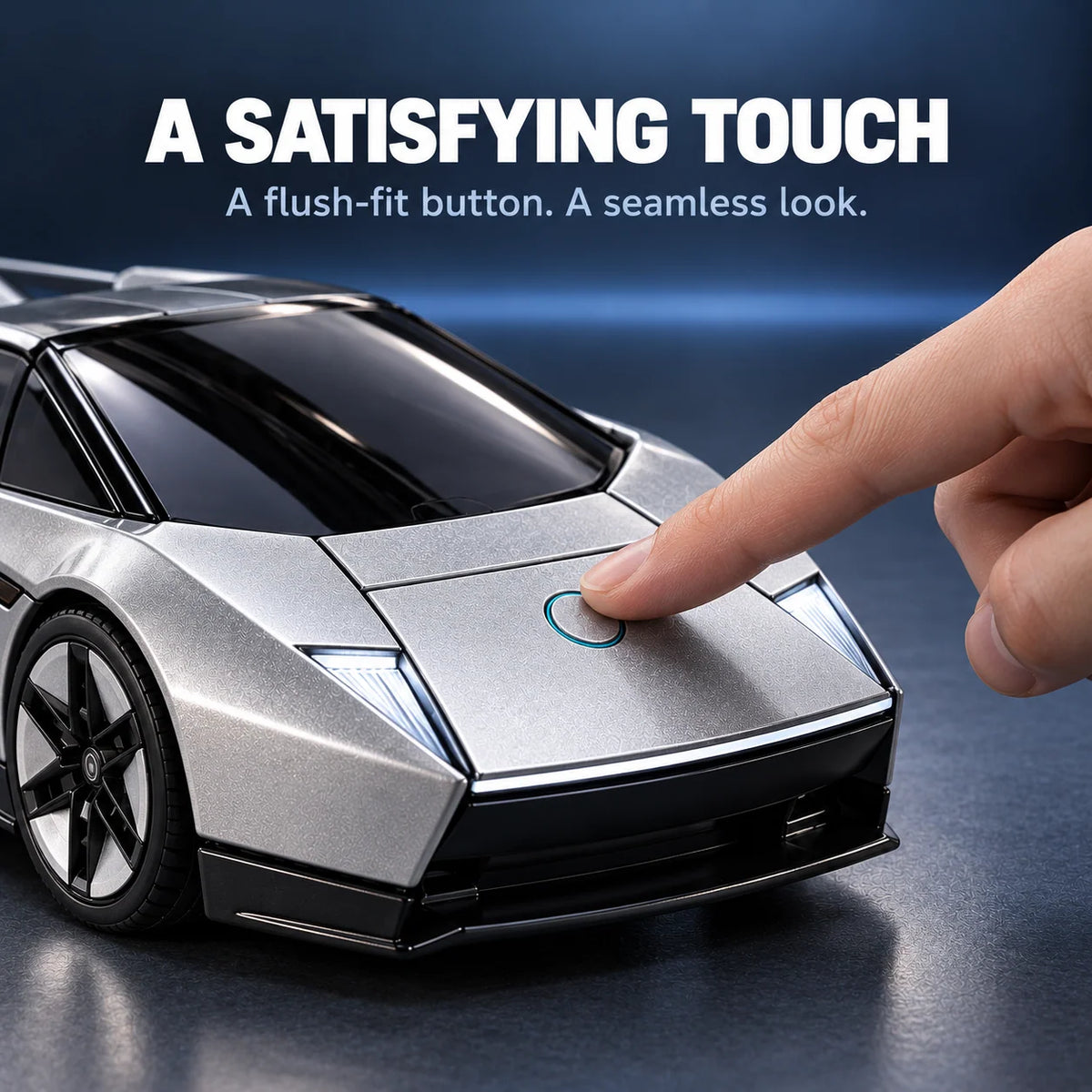 🏎️2-in-1 Transforming Sports Car Robot Toy – Silver Futuristic Mecha Figure