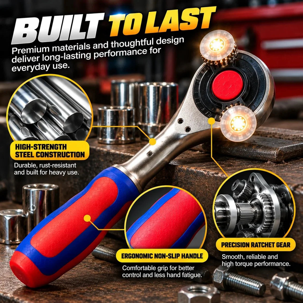 🔧🔥 360° Rotating Universal Ratchet Wrench | One Tool for Every Job! ⚡🛠️