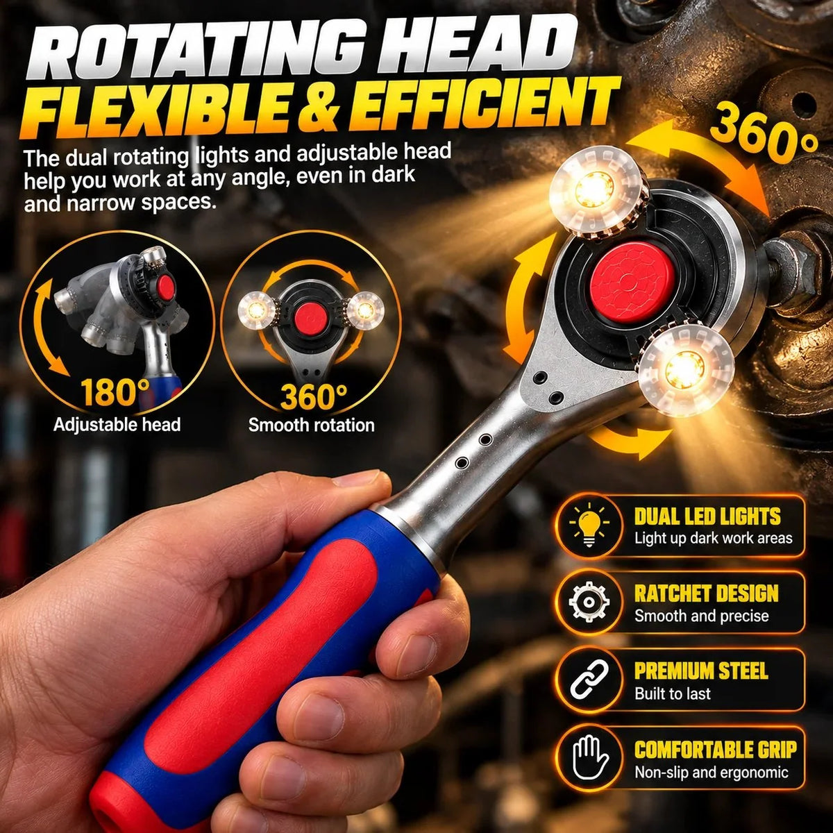 🔧🔥 360° Rotating Universal Ratchet Wrench | One Tool for Every Job! ⚡🛠️