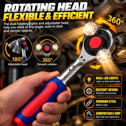 🔧🔥 360° Rotating Universal Ratchet Wrench | One Tool for Every Job! ⚡🛠️