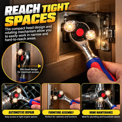 🔧🔥 360° Rotating Universal Ratchet Wrench | One Tool for Every Job! ⚡🛠️