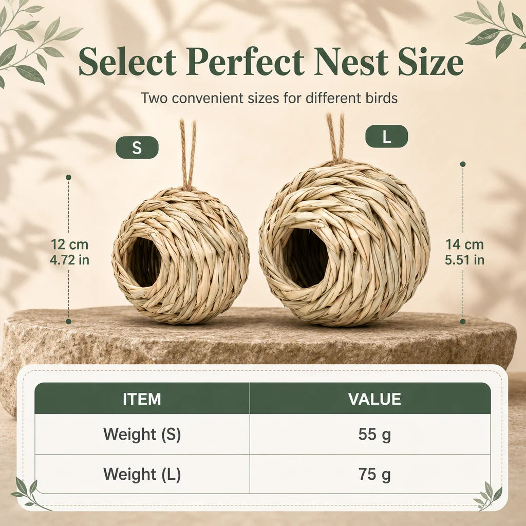 Handwoven Straw Spherical Bird Nest with Round Opening for Outdoor Garden and Yard Decoration