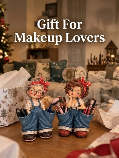 Retro Girl Makeup Brush Holder – Cute Vintage Vanity Organizer
