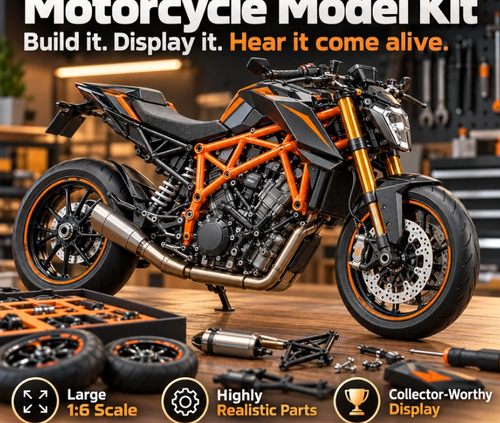 🏍️ Motorcycle Model Kit – 1:6 Scale DIY Assembly & Fuel-Powered Engine