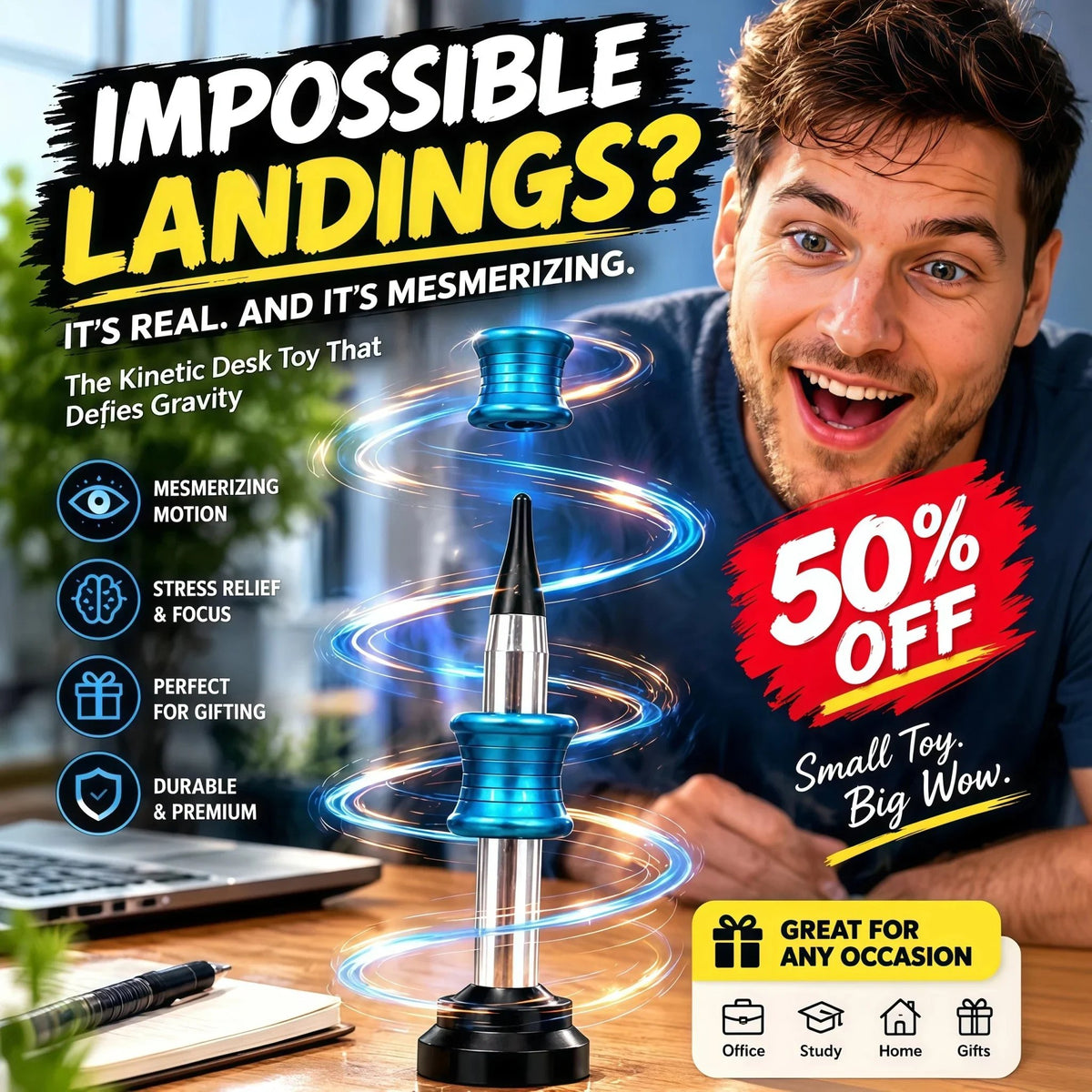🚀Kinetic Desk toy That Performs Impossible Landing