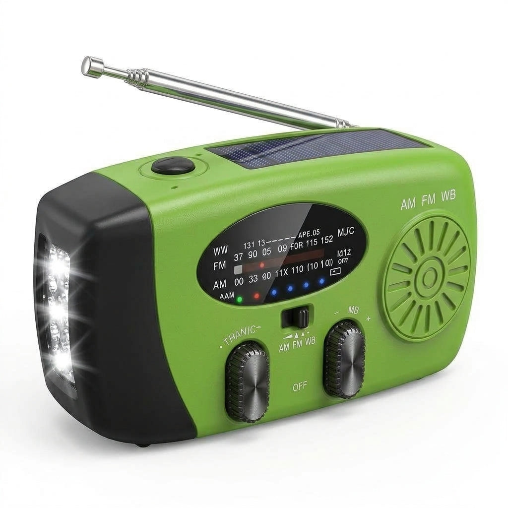 Multifunctional Portable Solar Emergency Radio – Power Bank, Hand Crank & Weather Alert for Outdoor & Crisis Preparedness