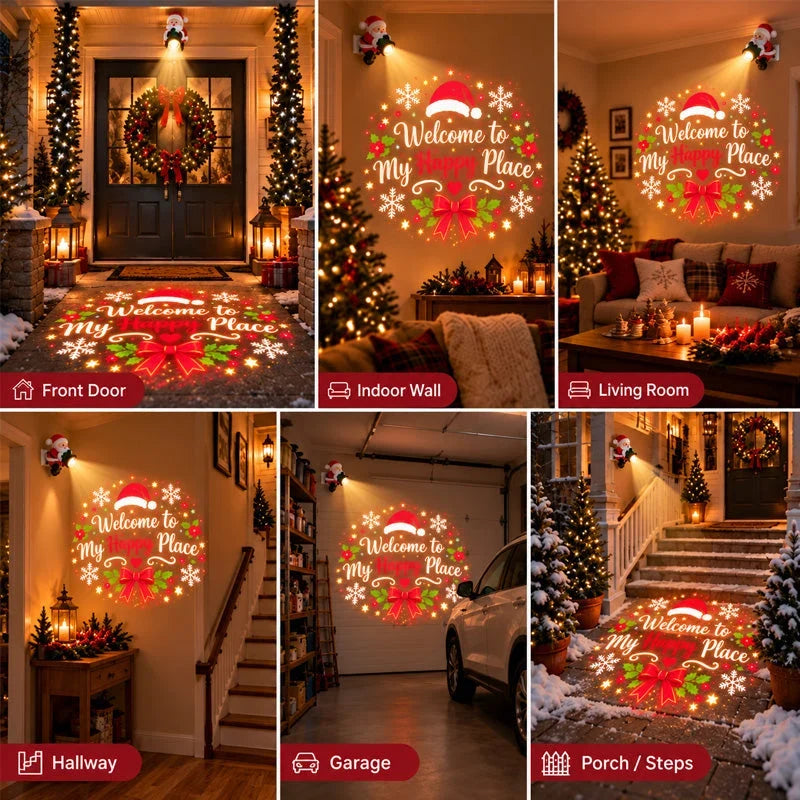 🎅 Santa Christmas Welcome Projector – Magical Holiday Doorway Light ✨