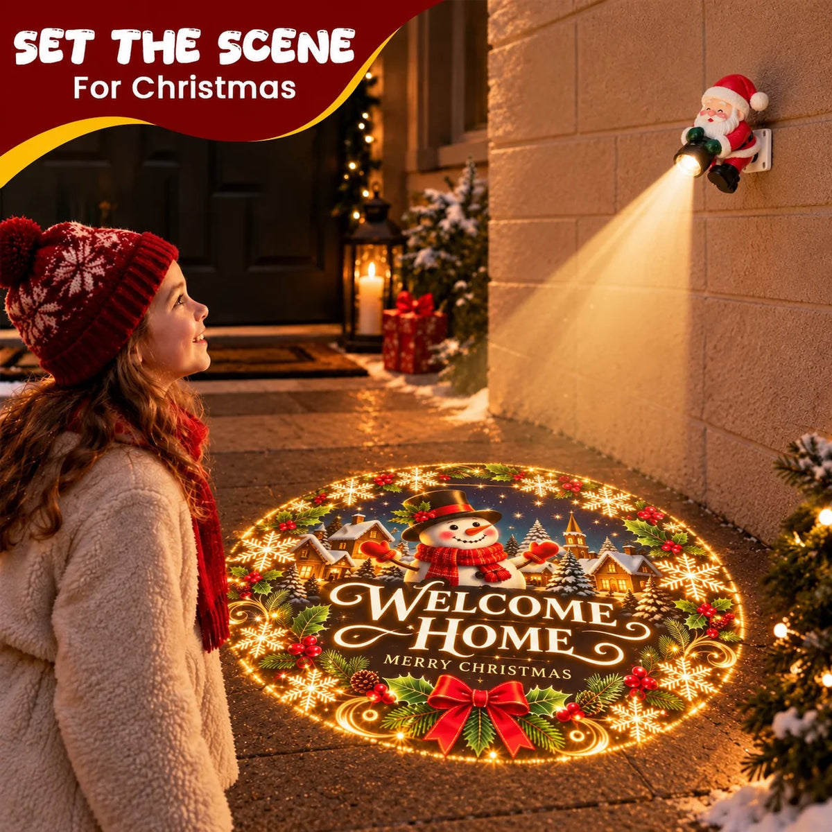 🎅 Santa Christmas Welcome Projector – Magical Holiday Doorway Light ✨
