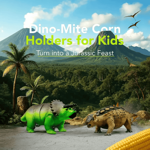 🦖Dinosaur Corn Holders for Corn On The Cob🌽Funny Corn Cob Holder for Kids and Adults with Stainless Steel Prongs