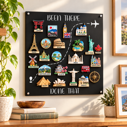 🌍✈️ Been There, Done That Travel Magnet Display Board – Turn Your Adventures Into Lasting Memories! 🧲❤️