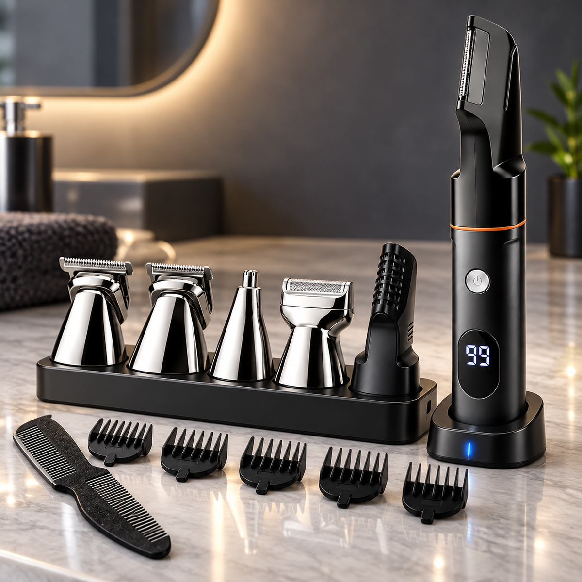 Fgorre electric grooming kit with trimming heads and guide combs