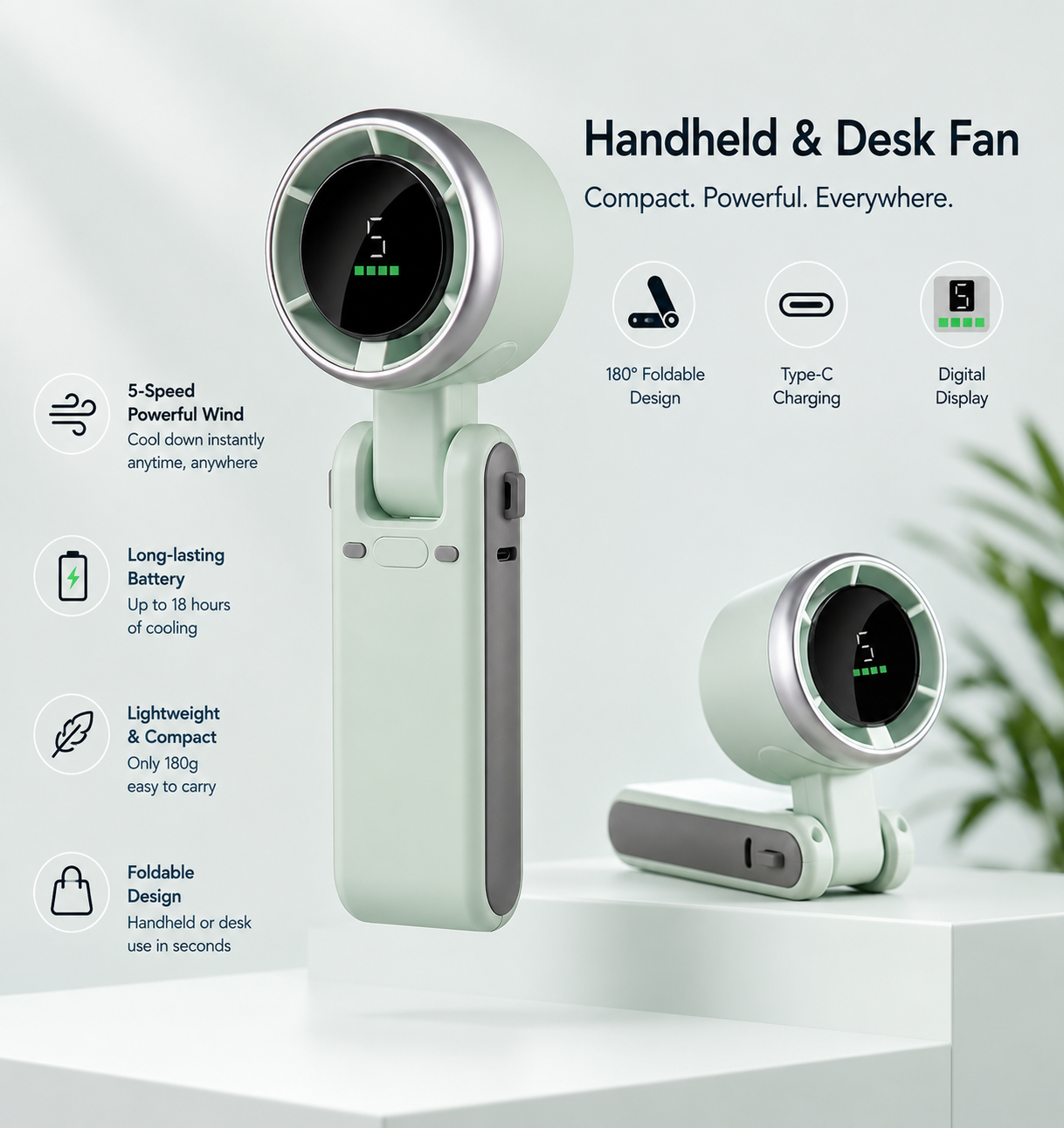 🚀2026 Hot Sale❄️Hand folding high-speed turbine fan