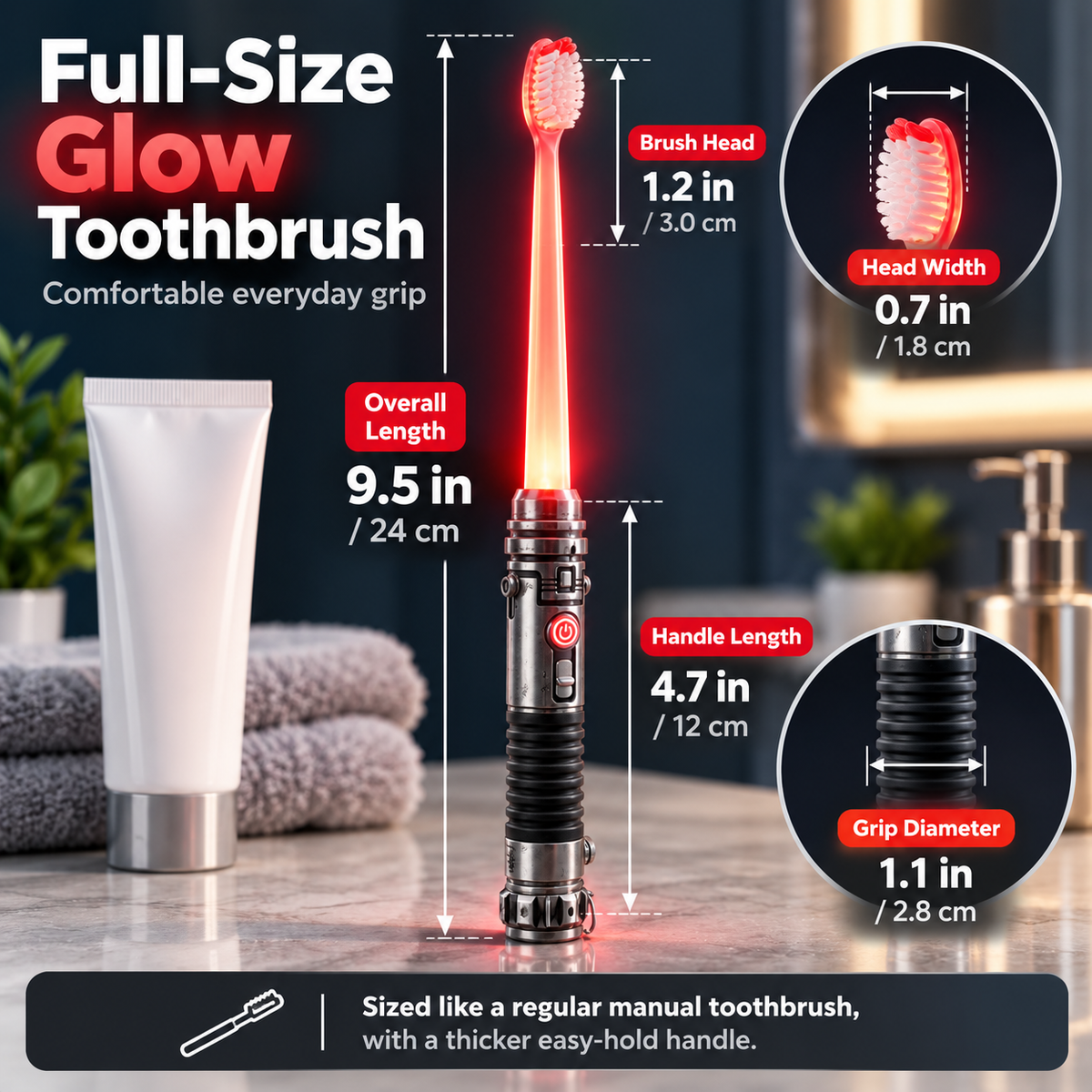 LED Light-Up Manual Toothbrush – 4-Color Glow Design with Soft Bristles
