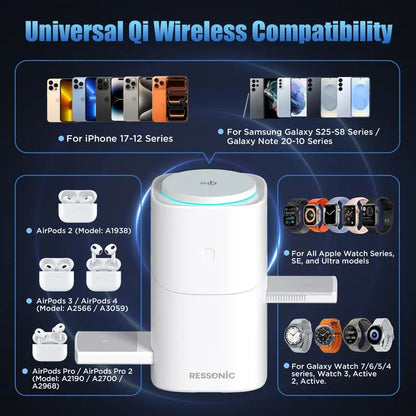 ⚡ Qi2 Certified 3-in-1 Wireless Charger – 15W Fast Magnetic Stand for iPhone 17/16 & Galaxy Watch – 30W Adapter Included 📱