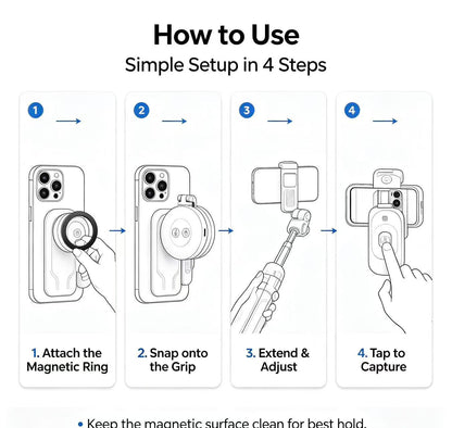 📸4-in-1 Magnetic Phone Grip & Selfie Stick Tripod with Zoom Control