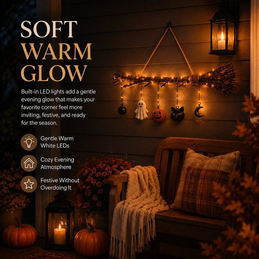⚡Hot Sales 50% OFF🔥Lighted Fall Broom Wall Hanging🍂