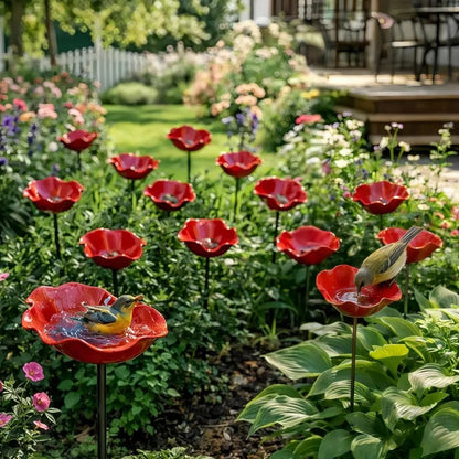 🛩️Letzter Tag der Aktion/🐦 Handgefertigter Blumen-Gartenstecker aus Metall – Vogelbad & Außendekoration für Naturliebhaber 🌸