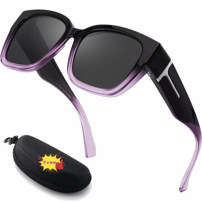 🕶️ Polarized Sunglasses for Women – UV400 Protection, Floral Frame, Fit Over Prescription Glasses