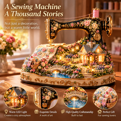 🧵✨Stitched to Life – A Garden Sewn with Love | Lighted Sewing Machine Decor
