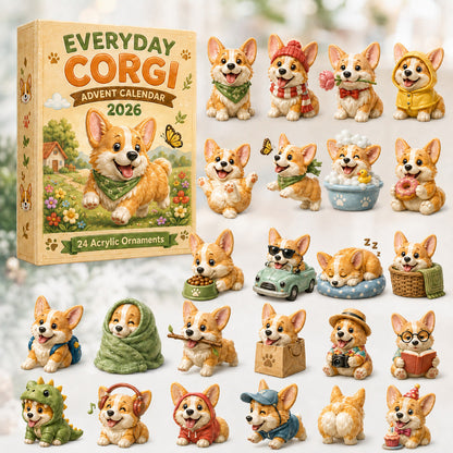 CHRISTMAS KICKOFF 40% OFF - Everyday Corgi Advent Calendar 2026 - 24-Day Festive Countdown, Acrylic Charms Blind Box - Gift For Corgi Lovers