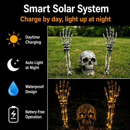 👻 Halloween Solar Skull & Skeleton Hands – The Creepiest Yard Decoration of 2026