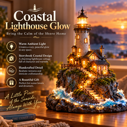 🌊 Coastal Lighthouse Glow – Seaside Cottage & Ocean Wave Decor ✨