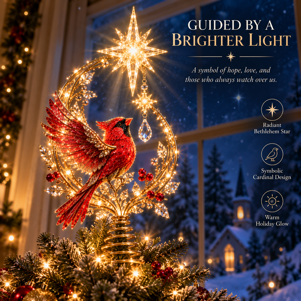 ❤️‍🔥Cardinal Heaven’s Light Tree Topper