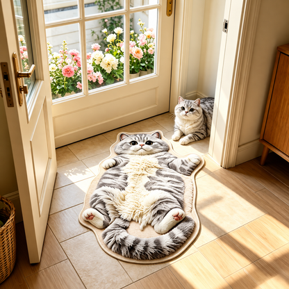 🐱Last Day 49% OFF✨Chubby Tabby Cat Shaped Rug 🤎
