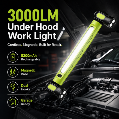【FathersDayGift】🛠️ 3000LM Cordless Under Hood Work Light Bar for Car Repair & Garage Use