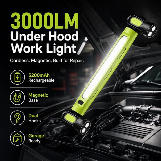 【FathersDayGift】🛠️ 3000LM Cordless Under Hood Work Light Bar for Car Repair & Garage Use