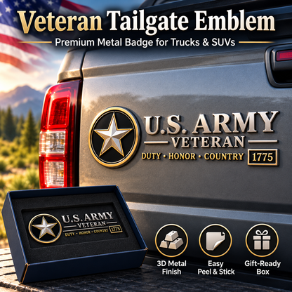 🎖️ 3D Veteran Vehicle Emblem – Military Tribute Badge for Trucks & SUVs