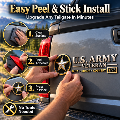 🎖️ 3D Veteran Vehicle Emblem – Military Tribute Badge for Trucks & SUVs