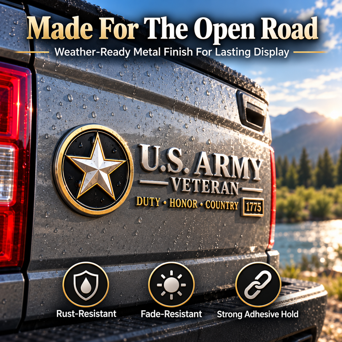 🎖️ 3D Veteran Vehicle Emblem – Military Tribute Badge for Trucks & SUVs
