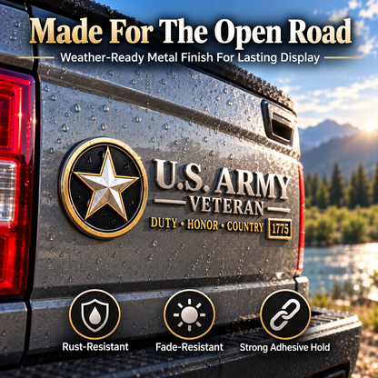 🎖️ 3D Veteran Vehicle Emblem – Military Tribute Badge for Trucks & SUVs