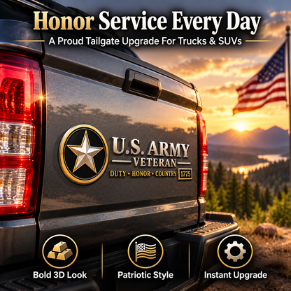 🎖️ 3D Veteran Vehicle Emblem – Military Tribute Badge for Trucks & SUVs