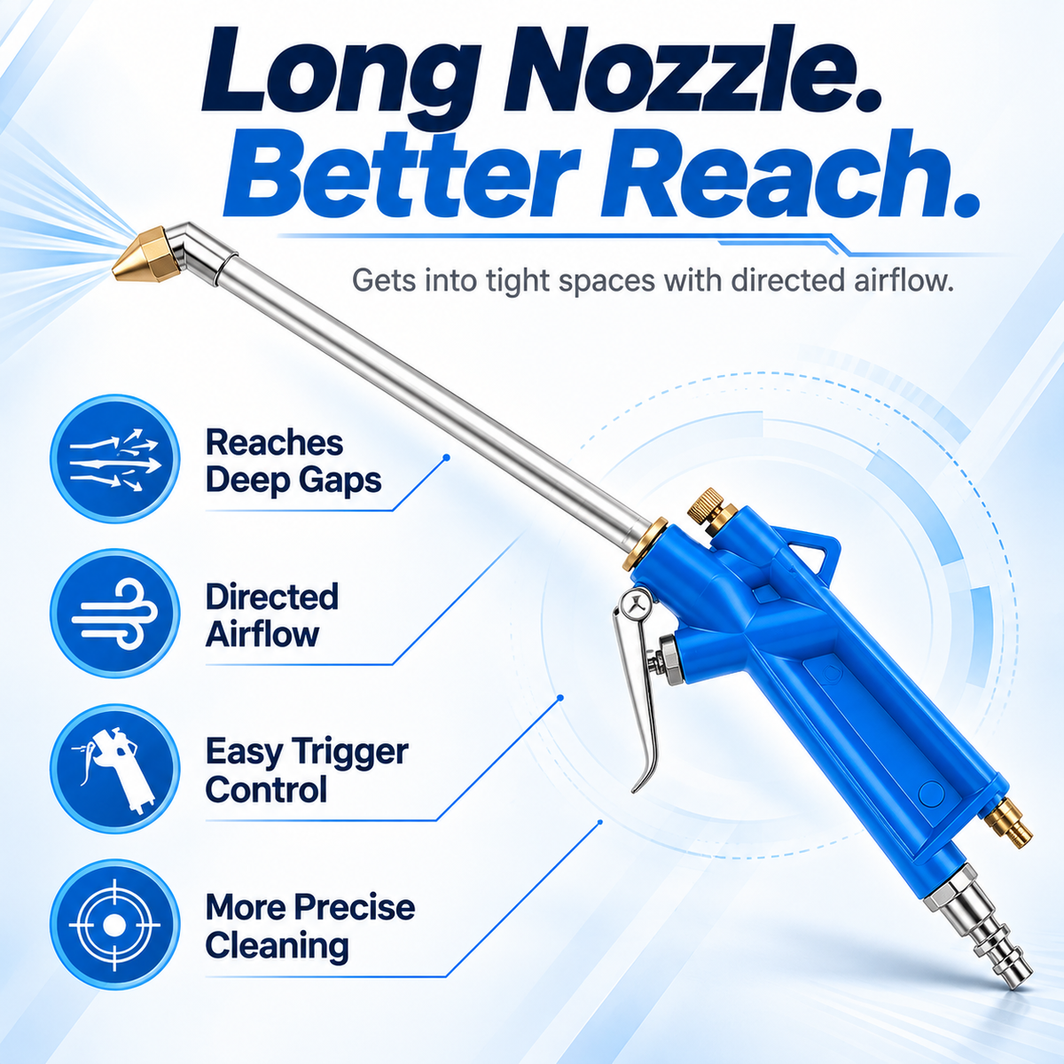 Pneumatic Air Blow Gun – Extended Nozzle Cleaning Tool