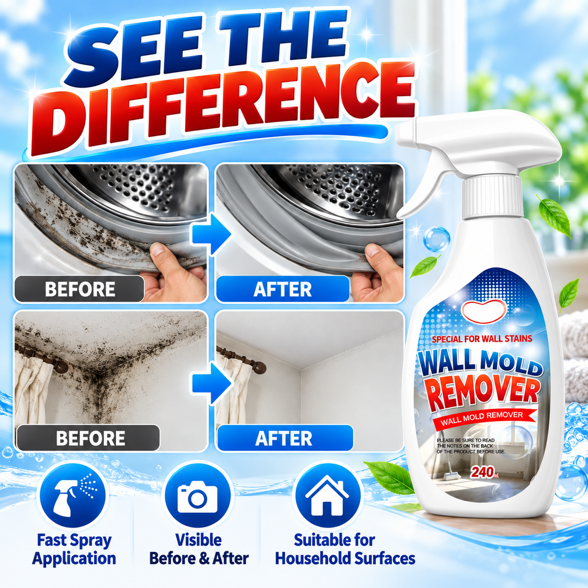 ✨Highly Effective Mould Removal Spray - Prevents Mould Regrowth