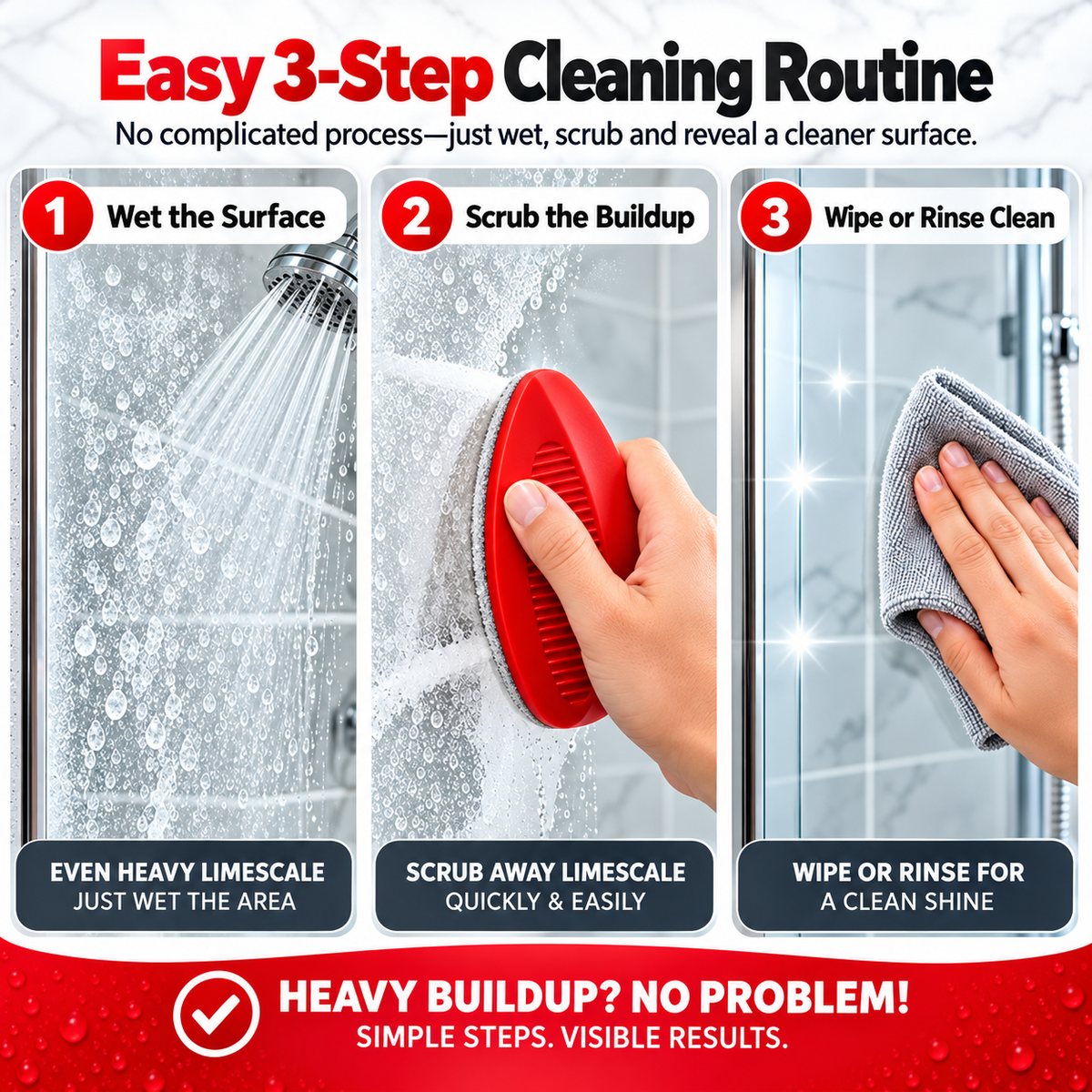 FGORRE Refillable Bathroom Cleaning Brush | Limescale & Soap Scum Scrubber