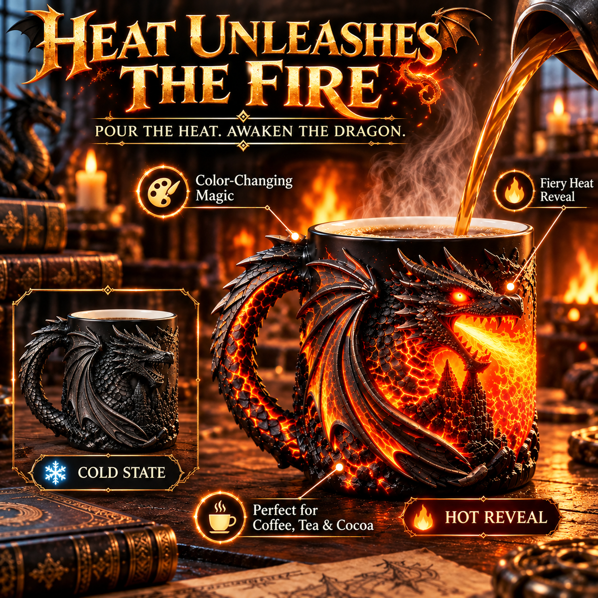 🔥 Last Day 50% OFF 🐉 Dragonfire Heat-Reveal Magic Mug 🔥