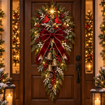 🐦✝️Cardinal Memorial Christmas Door Swag