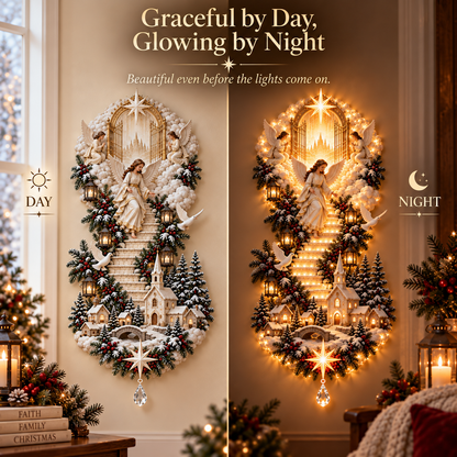 ✨ Jesus Christmas Wall Hanging – Illuminated Nativity Stairway Decor