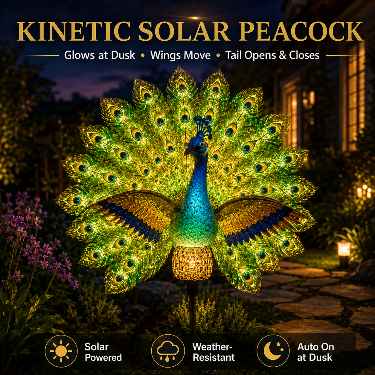 🏆Best Selling Solar Light🦚Solar Peacock Garden Sculpture