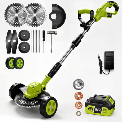 🌿⚡21V 3-in-1 Cordless String Trimmer, Edger & Mini Mower – 2 Batteries Included
