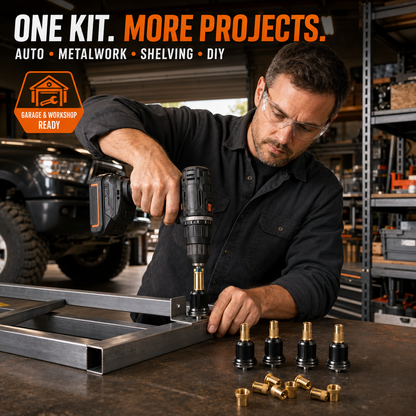 🔧Drill-Powered Rivet Nut Tool Kit – M3–M8 Threaded Insert Adapter Set