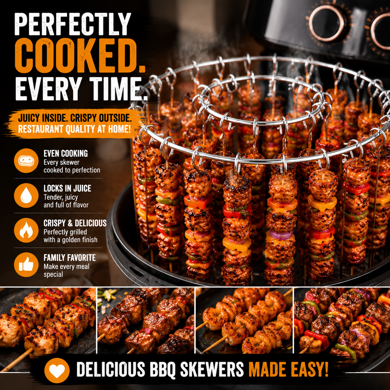 🥩Vertical barbecue grill for grilling skewers.🍤