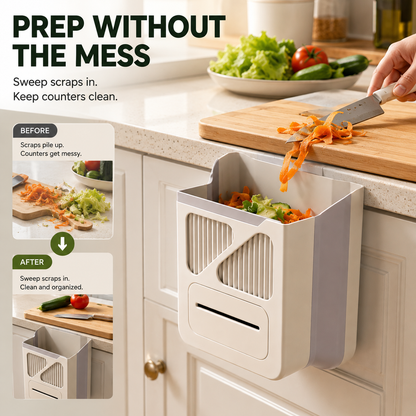 🥕 Hanging Kitchen Trash Bin – Cleaner Countertop Scrap Bin