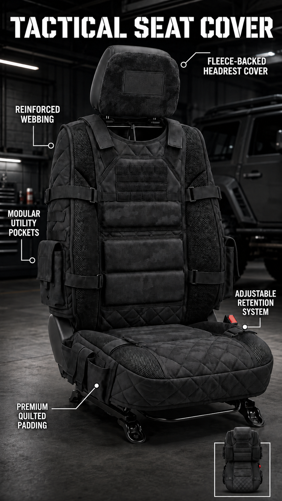 HOT SALE🚙Rugged Truck Seat Cover – Tactical Storage, Seat Protection & All‑Day Comfort
