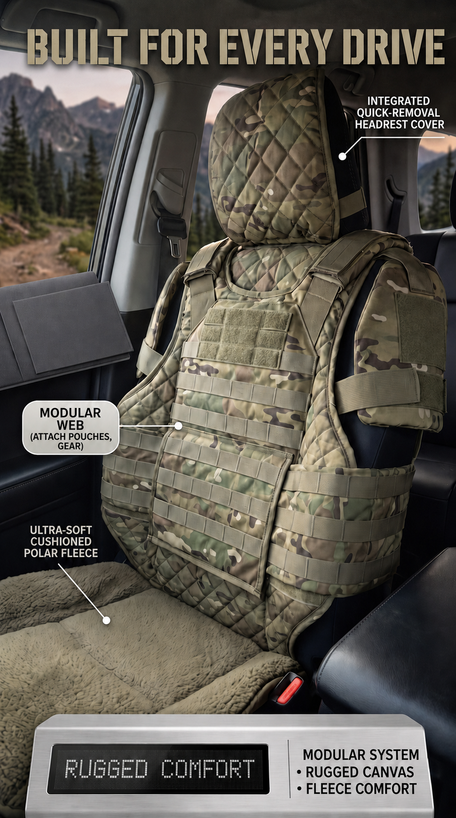 HOT SALE🚙Rugged Truck Seat Cover – Tactical Storage, Seat Protection & All‑Day Comfort